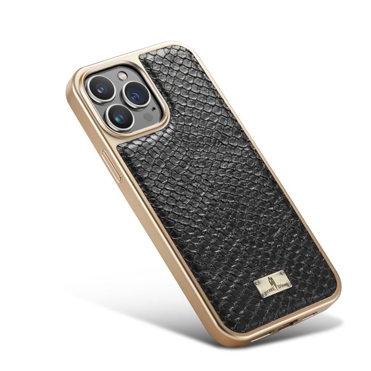 Fierre Shann Snake Texture Electroplating PU Phone Case For iPhone 11(Black) Fierre Shann Snake Texture Electroplating PU Phone Case For iPhone 11(Black)