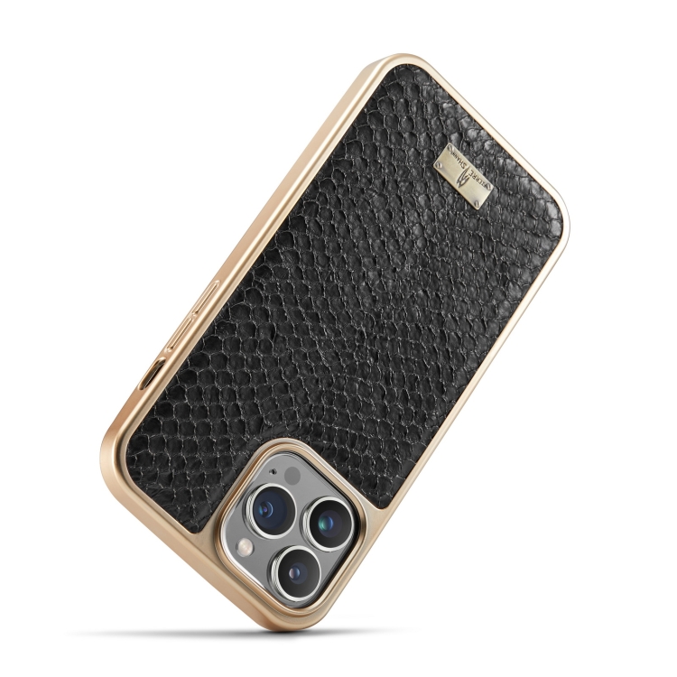 Fierre Shann Snake Texture Electroplating PU Phone Case For iPhone 11(Black) Fierre Shann Snake Texture Electroplating PU Phone Case For iPhone 11(Black)
