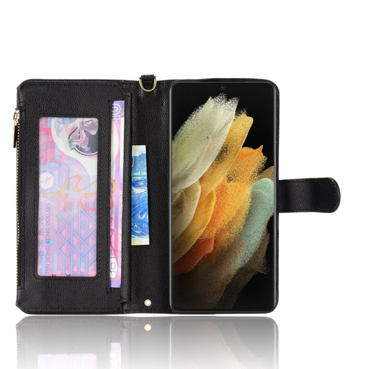 For Samsung Galaxy S21 Ultra 5G Litchi Texture Zipper Leather Phone Case(Black) For Samsung Galaxy S21 Ultra 5G Litchi Texture Zipper Leather Phone Case(Black)
