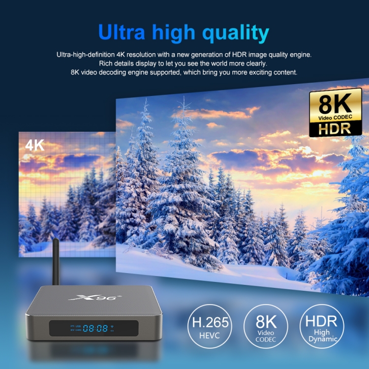 X96 X6 8K Smart TV Box Android 11.0 Media Player, RK3566 ARM de cuatro núcleos Cortex A55, RAM: 4GB, ROM: 32GB, Tipo de enchufe: REBILLA UK - B3