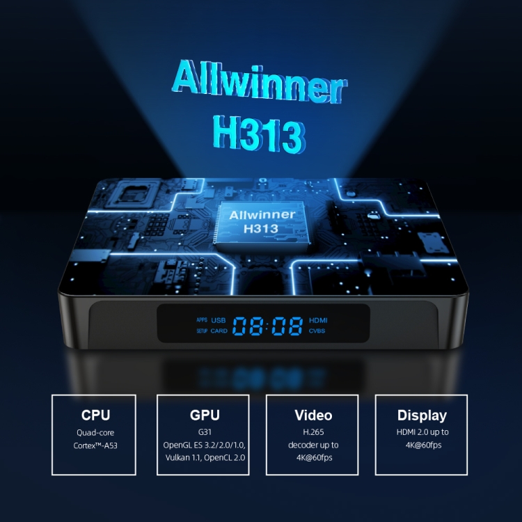 X96Q Pro 4K Smart TV Box Android 10.0 Media Player, Allwinner H313 Quad Core Arm Cortex A53, RAM: 1GB, ROM: 8GB, Tipo de enchufe: EU enchufe - B2