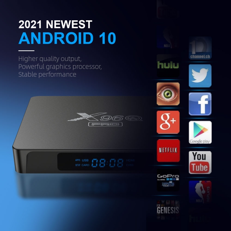 X96Q Pro 4K Smart TV Box Android 10.0 Media Player, Allwinner H313 Quad Core Arm Cortex A53, RAM: 1GB, ROM: 8GB, Tipo de enchufe: EU enchufe - B4