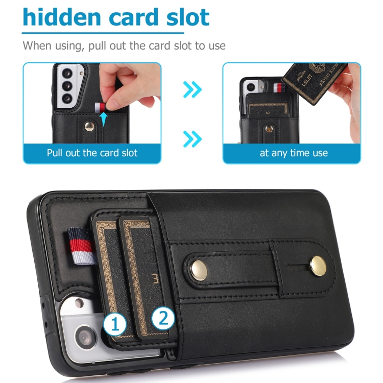 For Samsung Galaxy S22 5G Wristband Kickstand Wallet Leather Phone Case(Black) For Samsung Galaxy S22 5G Wristband Kickstand Wallet Leather Phone Case(Black)