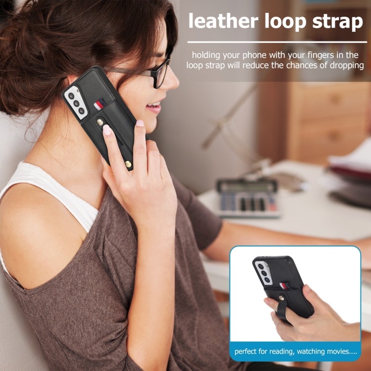 For Samsung Galaxy S22 5G Wristband Kickstand Wallet Leather Phone Case(Black) For Samsung Galaxy S22 5G Wristband Kickstand Wallet Leather Phone Case(Black)
