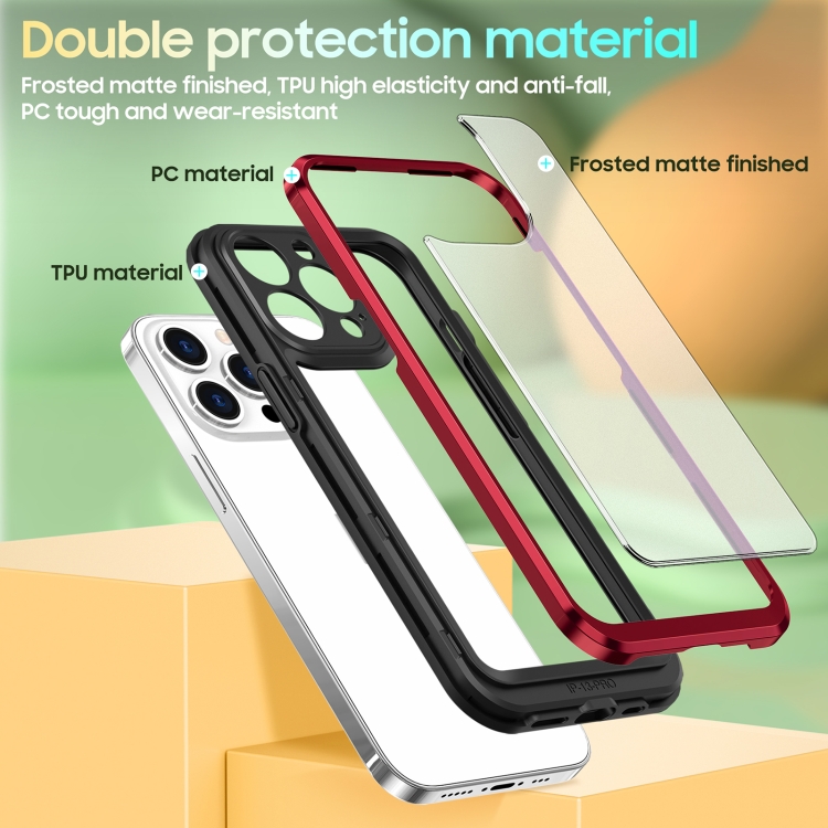 For iPhone 14 Plus Bright Skin Feel PC + TPU Protective Phone Case (Black+Red) For iPhone 14 Plus Bright Skin Feel PC + TPU Protective Phone Case (Black+Red)