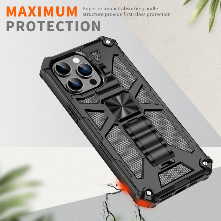 For iPhone 14 Pro Armor Shockproof TPU + PC Magnetic Protective Phone Case with Holder(Silver) For iPhone 14 Pro Armor Shockproof TPU + PC Magnetic Protective Phone Case with Holder(Silver)