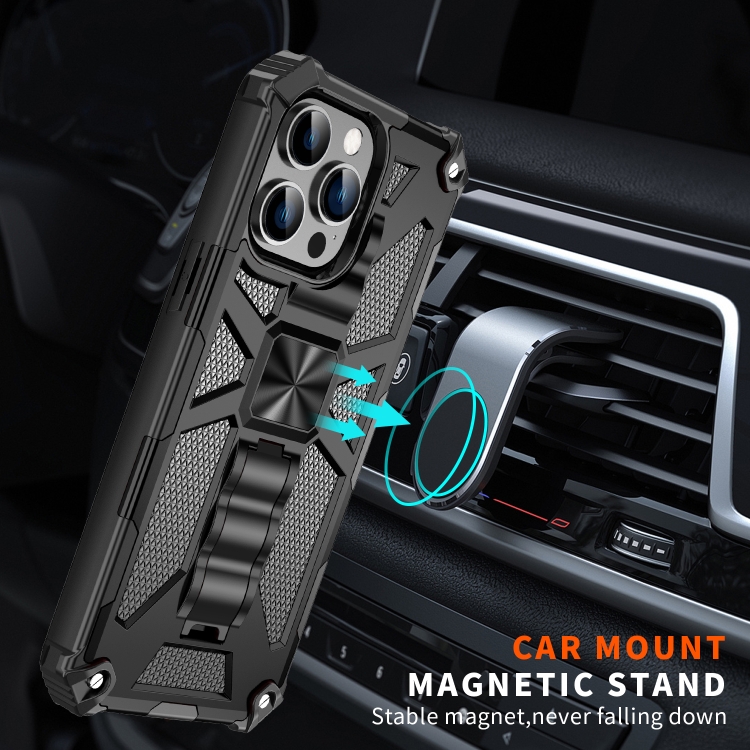 For iPhone 14 Pro Armor Shockproof TPU + PC Magnetic Protective Phone Case with Holder(Silver) For iPhone 14 Pro Armor Shockproof TPU + PC Magnetic Protective Phone Case with Holder(Silver)