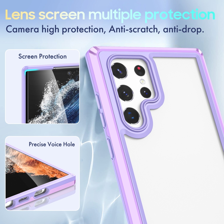 For Samsung Galaxy S22 Ultra 5G Bright Skin Feel PC + TPU Protective Phone Case(Purple+Purple) For Samsung Galaxy S22 Ultra 5G Bright Skin Feel PC + TPU Protective Phone Case(Purple+Purple)