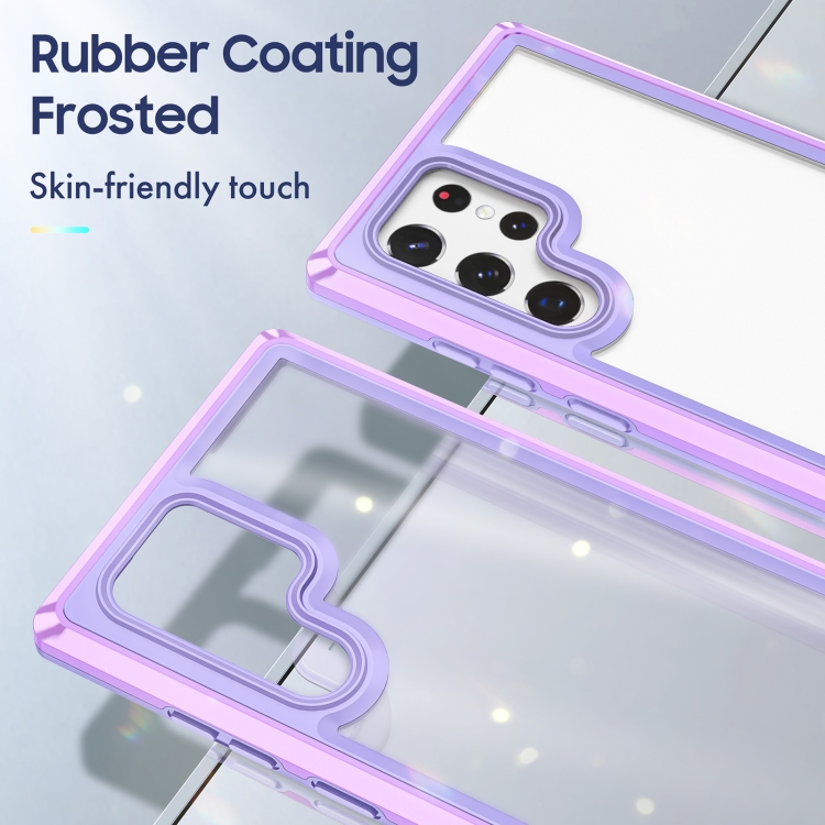 For Samsung Galaxy S22 Ultra 5G Bright Skin Feel PC + TPU Protective Phone Case(Purple+Purple) For Samsung Galaxy S22 Ultra 5G Bright Skin Feel PC + TPU Protective Phone Case(Purple+Purple)