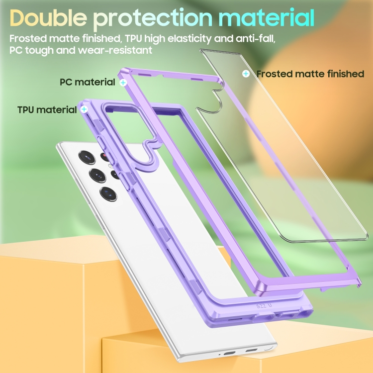 For Samsung Galaxy S22 Ultra 5G Bright Skin Feel PC + TPU Protective Phone Case(Purple+Purple) For Samsung Galaxy S22 Ultra 5G Bright Skin Feel PC + TPU Protective Phone Case(Purple+Purple)