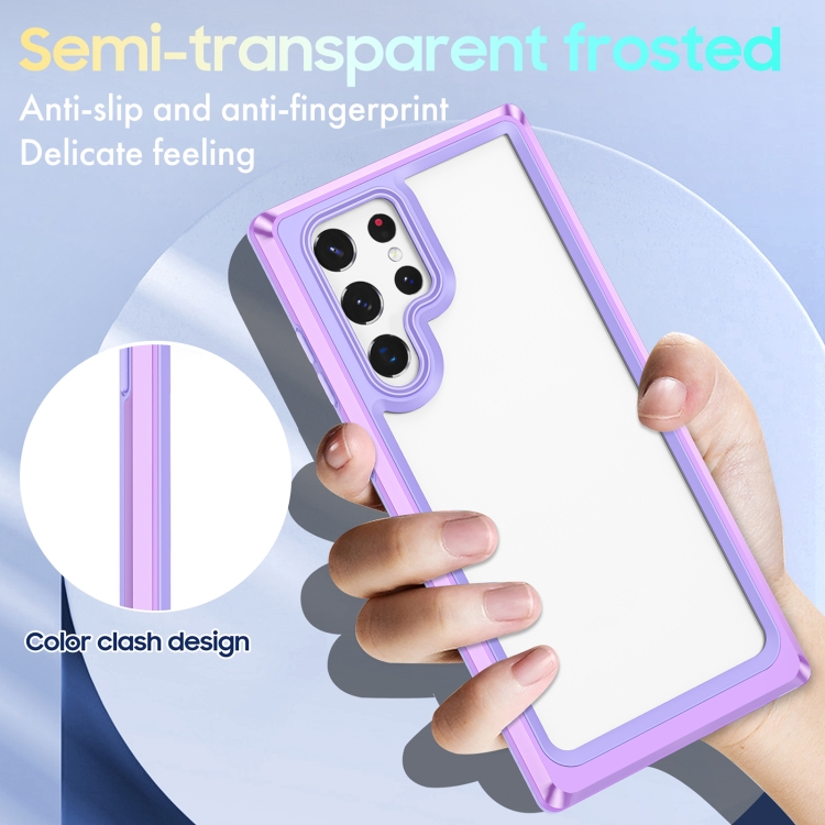 For Samsung Galaxy S22 Ultra 5G Bright Skin Feel PC + TPU Protective Phone Case(Purple+Purple) For Samsung Galaxy S22 Ultra 5G Bright Skin Feel PC + TPU Protective Phone Case(Purple+Purple)