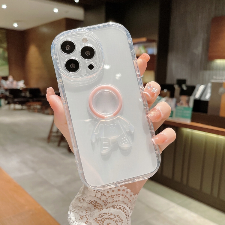 For iPhone 11 Astronaut Ring Holder Transparent Phone Case (Pink) For iPhone 11 Astronaut Ring Holder Transparent Phone Case (Pink)