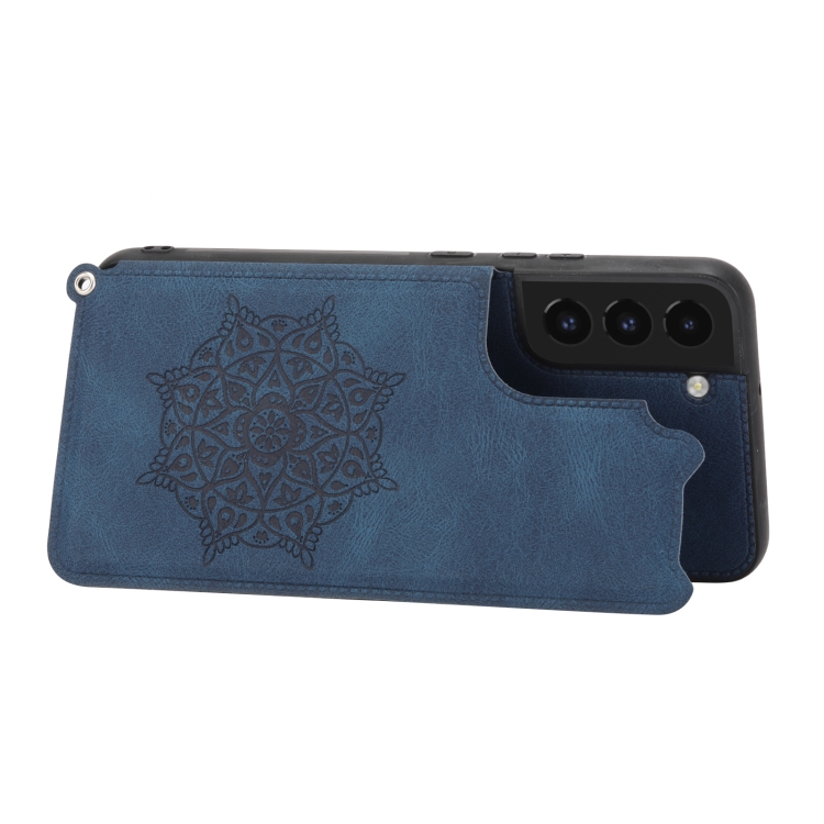 For Samsung Galaxy S22+ Mandala Embossed PU + TPU Phone Case with Holder(Blue) For Samsung Galaxy S22+ Mandala Embossed PU + TPU Phone Case with Holder(Blue)