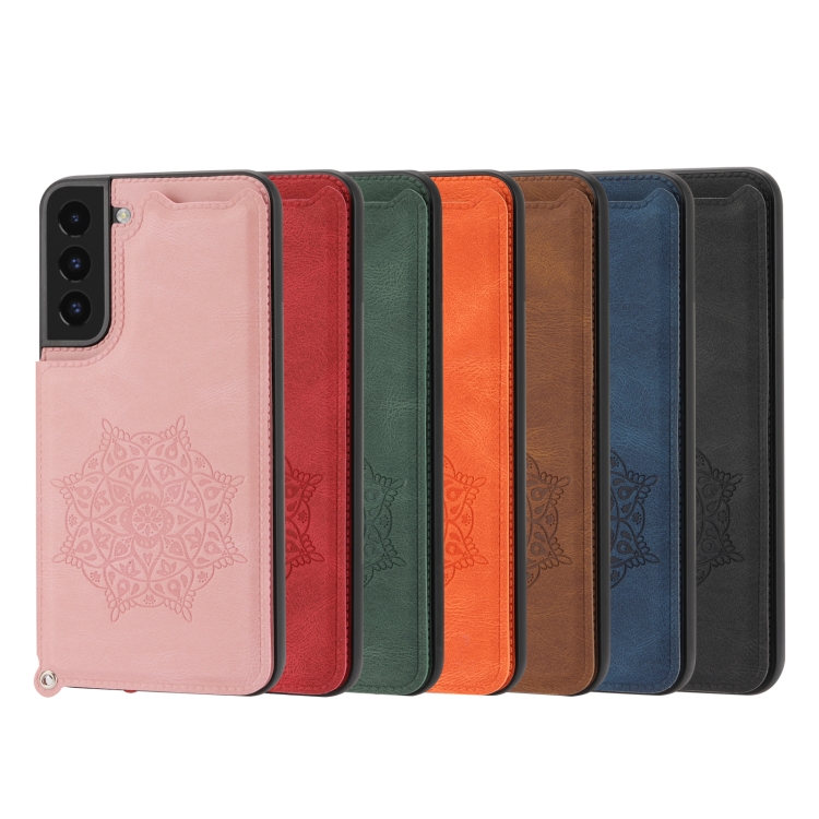 For Samsung Galaxy S22+ Mandala Embossed PU + TPU Phone Case with Holder(Blue) For Samsung Galaxy S22+ Mandala Embossed PU + TPU Phone Case with Holder(Blue)