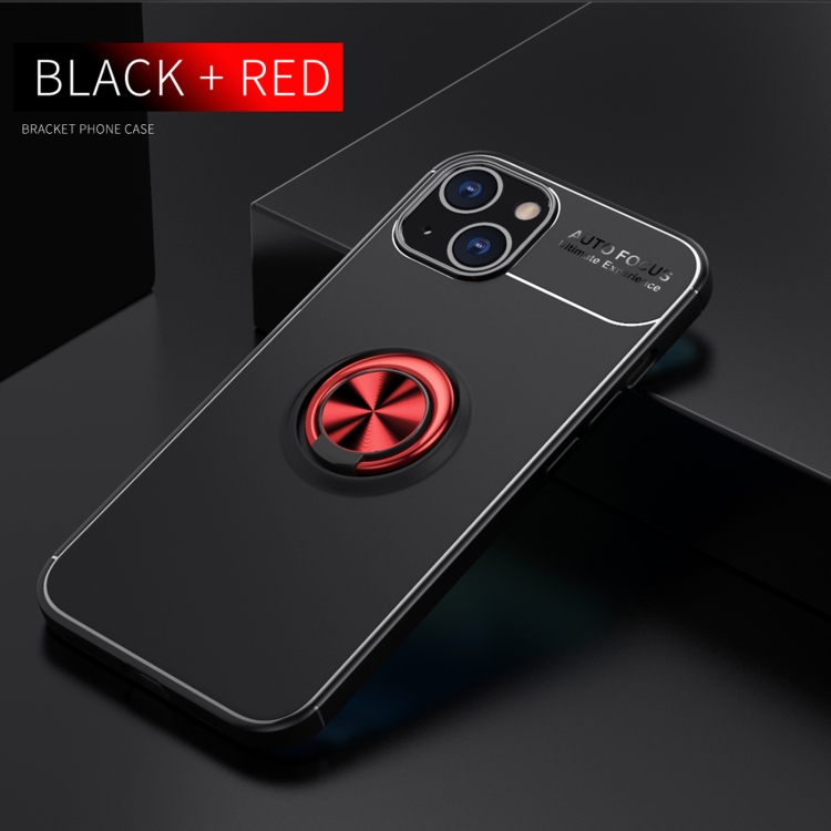 For iPhone 14 Metal Ring Holder TPU Phone Case (Black+Red) For iPhone 14 Metal Ring Holder TPU Phone Case (Black+Red)