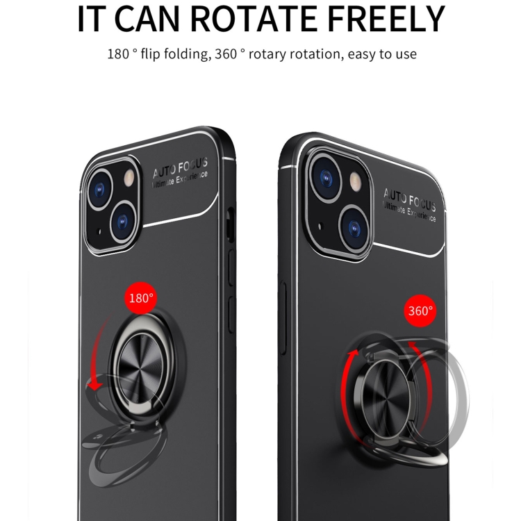 For iPhone 14 Metal Ring Holder TPU Phone Case (Black+Red) For iPhone 14 Metal Ring Holder TPU Phone Case (Black+Red)
