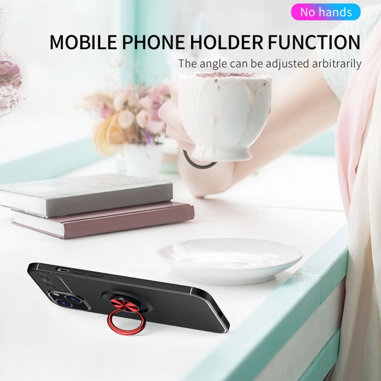For iPhone 14 Metal Ring Holder TPU Phone Case (Black+Red) For iPhone 14 Metal Ring Holder TPU Phone Case (Black+Red)