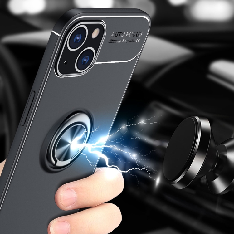 For iPhone 14 Metal Ring Holder TPU Phone Case (Black+Red) For iPhone 14 Metal Ring Holder TPU Phone Case (Black+Red)