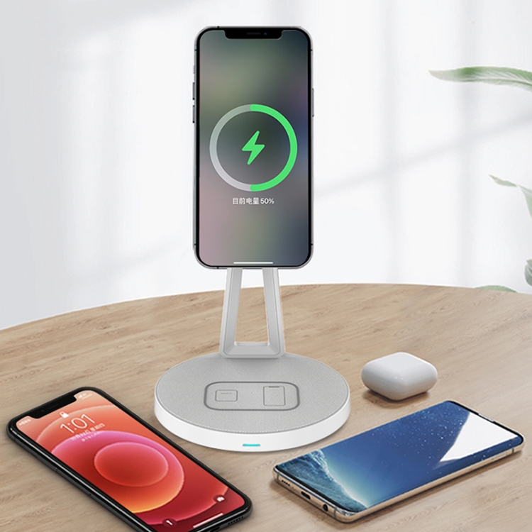 WiWU M13 2 in 1 Magnetic Wireless Charger Phone Holder(White) WiWU M13 2 in 1 Magnetic Wireless Charger Phone Holder(White)