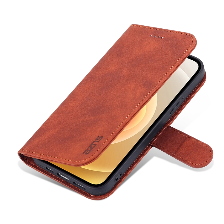 For iPhone 14 Plus AZNS Skin Feel Calf Texture Horizontal Flip Leather Case (Brown)