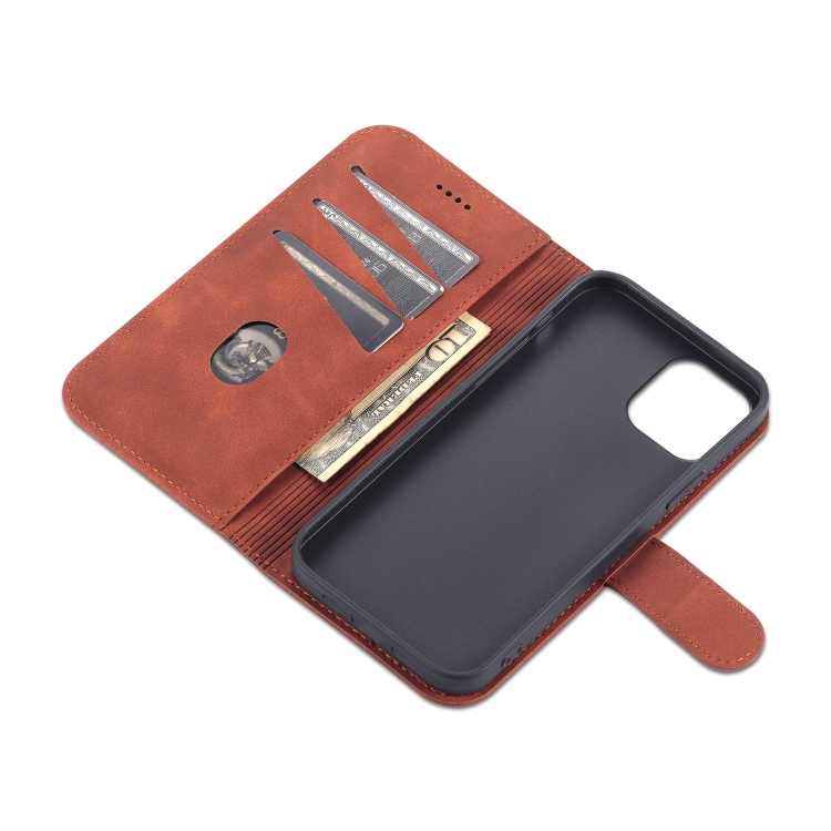 For iPhone 14 Plus AZNS Skin Feel Calf Texture Horizontal Flip Leather Case (Brown)