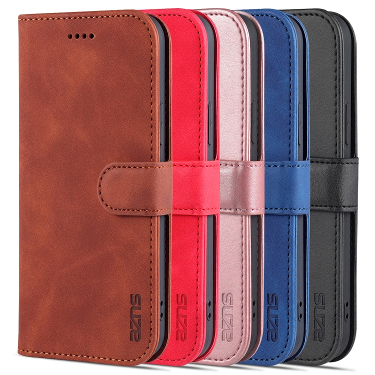 For iPhone 14 Plus AZNS Skin Feel Calf Texture Horizontal Flip Leather Case (Brown)