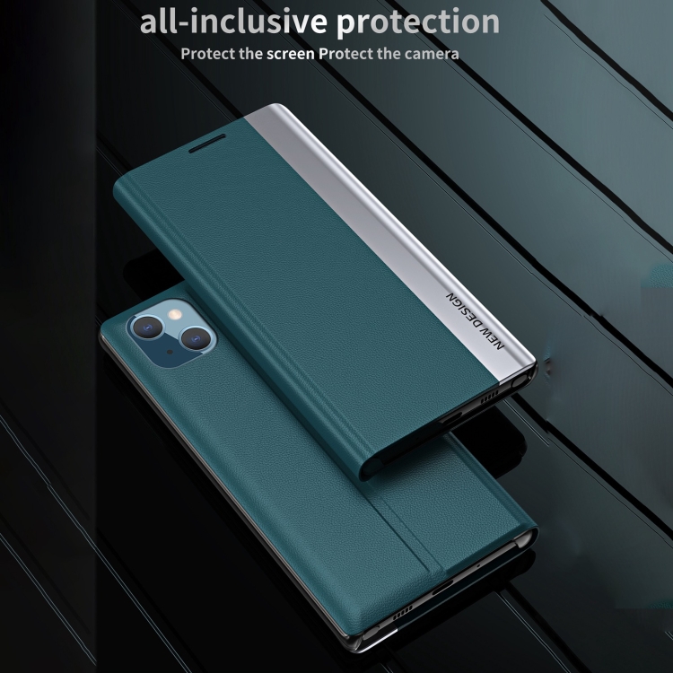 For iPhone 14 Side Electroplated Magnetic Leather Phone Case (Dark Blue) For iPhone 14 Side Electroplated Magnetic Leather Phone Case (Dark Blue)