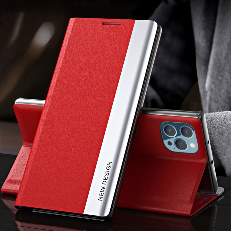 For iPhone 14 Pro Side Electroplated Magnetic Leather Phone Case(Red) For iPhone 14 Pro Side Electroplated Magnetic Leather Phone Case(Red)