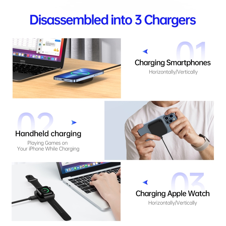 DUZZONA W6 3 In 1 Detachable Magnetic Wireless Charger(Black) DUZZONA W6 3 In 1 Detachable Magnetic Wireless Charger(Black)