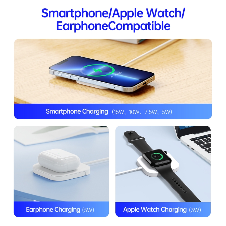 DUZZONA W7 3 In 1 Magnetic Wireless Charger(White) DUZZONA W7 3 In 1 Magnetic Wireless Charger(White)