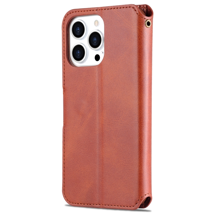 For iPhone 14 Pro AZNS Calf Texture Flip Leather Phone Case(Brown) For iPhone 14 Pro AZNS Calf Texture Flip Leather Phone Case(Brown)