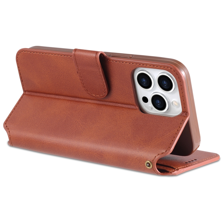 For iPhone 14 Pro AZNS Calf Texture Flip Leather Phone Case(Brown) For iPhone 14 Pro AZNS Calf Texture Flip Leather Phone Case(Brown)