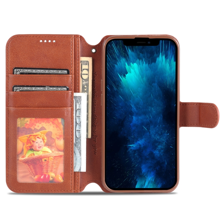 For iPhone 14 Pro AZNS Calf Texture Flip Leather Phone Case(Brown) For iPhone 14 Pro AZNS Calf Texture Flip Leather Phone Case(Brown)