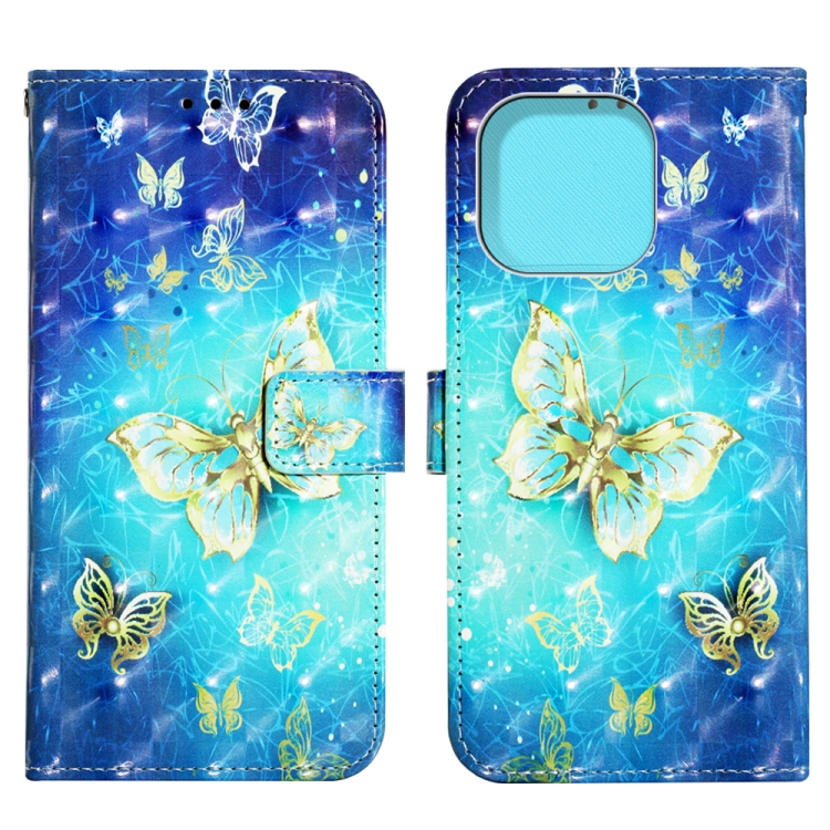 For iPhone 14 Pro 3D Painting Horizontal Flip Leather Phone Case(Golden Butterfly) For iPhone 14 Pro 3D Painting Horizontal Flip Leather Phone Case(Golden Butterfly)