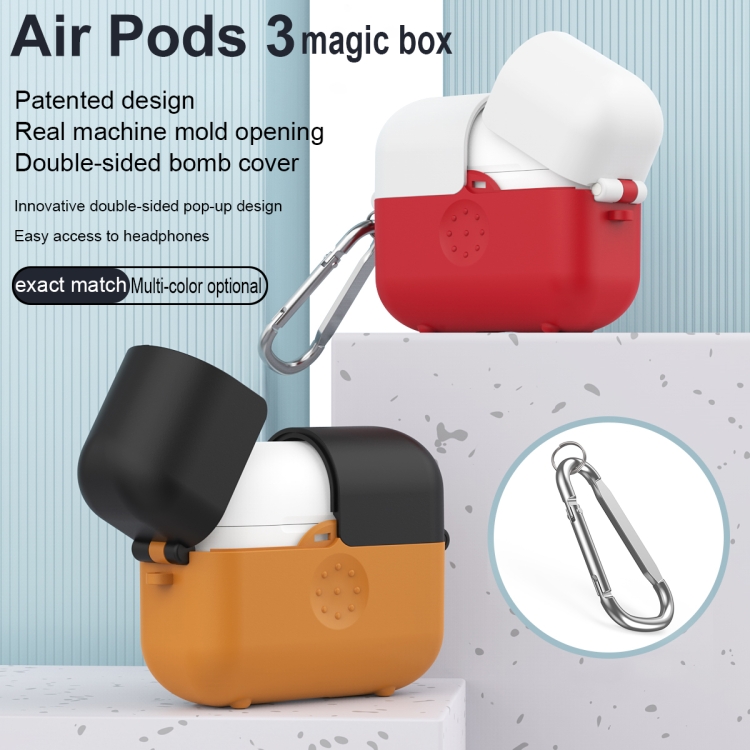 For AirPods Pro Magic Box Wireless Earphone Protective Case with Hook(Yellow) For AirPods Pro Magic Box Wireless Earphone Protective Case with Hook(Yellow)