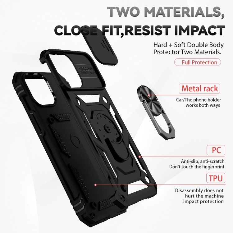 For iPhone 14 Pro Sliding Camshield Holder Phone Case(Black) - 1