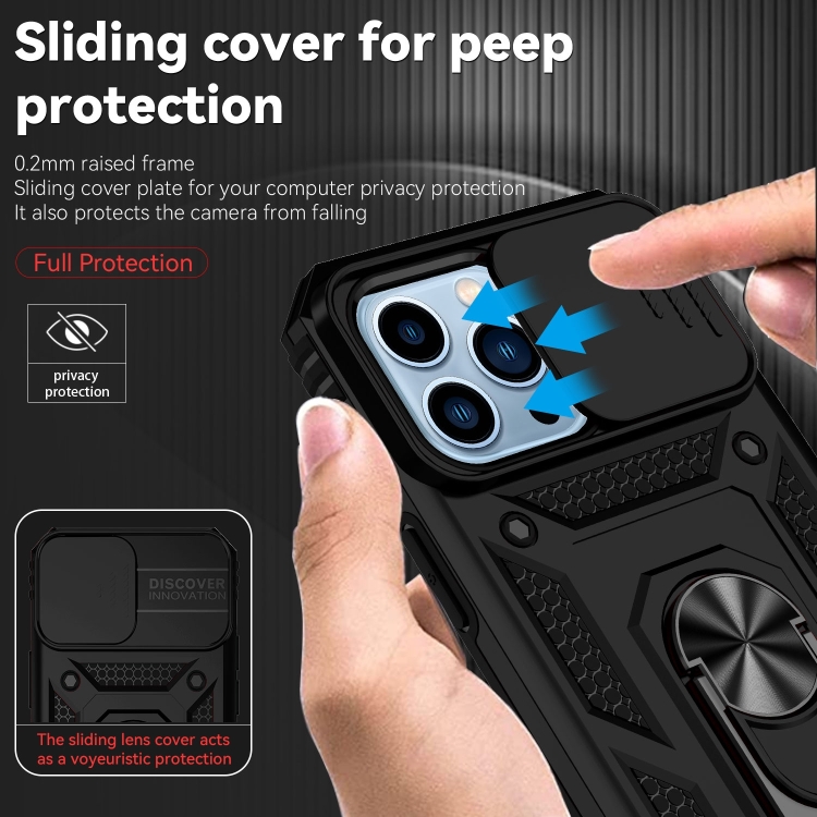 For iPhone 14 Pro Sliding Camshield Holder Phone Case(Black) - 4