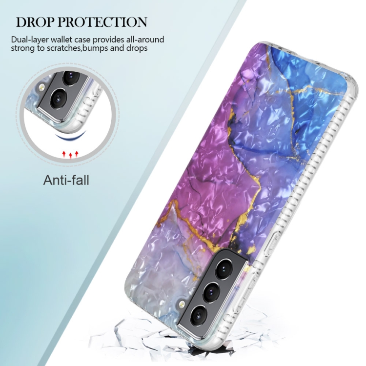 For Samsung Galaxy S21 5G 2.0mm Airbag Shockproof TPU Phone Case(Blue Purple Marble)