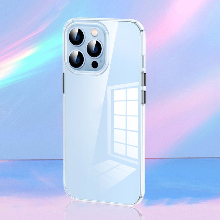 For iPhone 13 Pro Max Transparent PC Metal Button Phone Case (Transparent) For iPhone 13 Pro Max Transparent PC Metal Button Phone Case (Transparent)