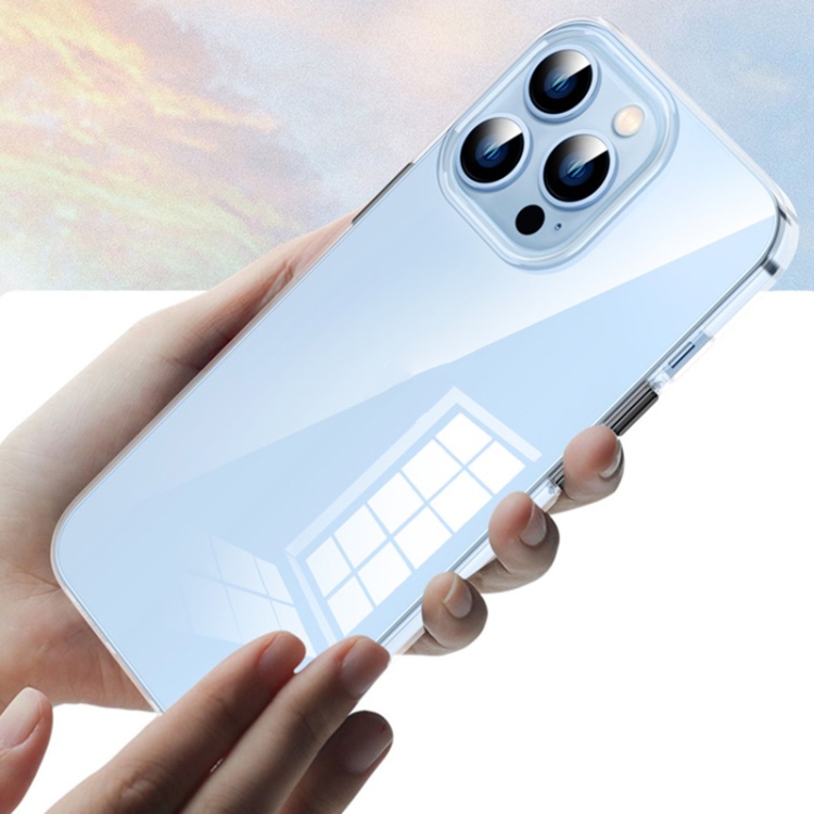 For iPhone 13 Pro Max Transparent PC Metal Button Phone Case (Transparent) For iPhone 13 Pro Max Transparent PC Metal Button Phone Case (Transparent)