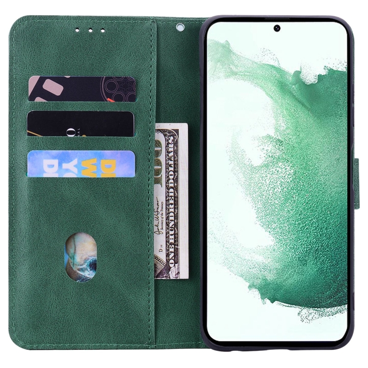 For Samsung Galaxy S22 5G Geometric Mandala Embossed Leather Phone Case(Green)