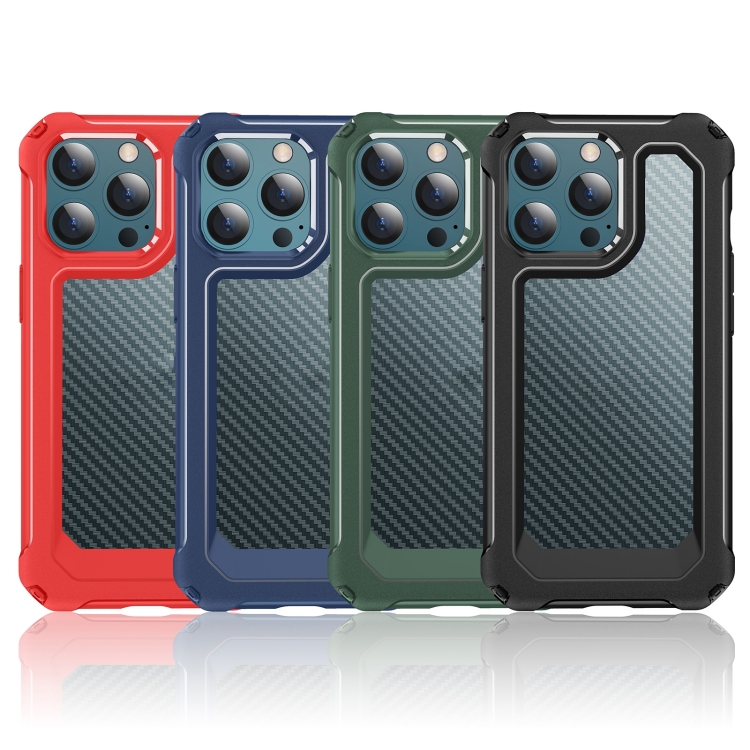 For iPhone 14 Shockproof PC + Carbon Fiber Texture TPU Armor Phone Case (Blue) For iPhone 14 Shockproof PC + Carbon Fiber Texture TPU Armor Phone Case (Blue)