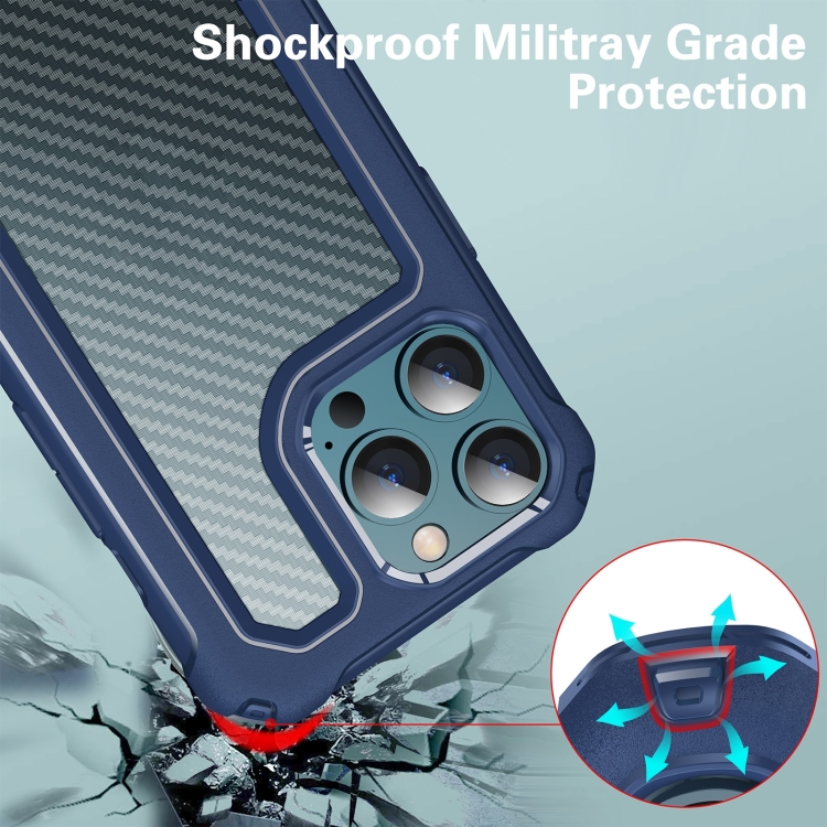 For iPhone 14 Shockproof PC + Carbon Fiber Texture TPU Armor Phone Case (Blue) For iPhone 14 Shockproof PC + Carbon Fiber Texture TPU Armor Phone Case (Blue)