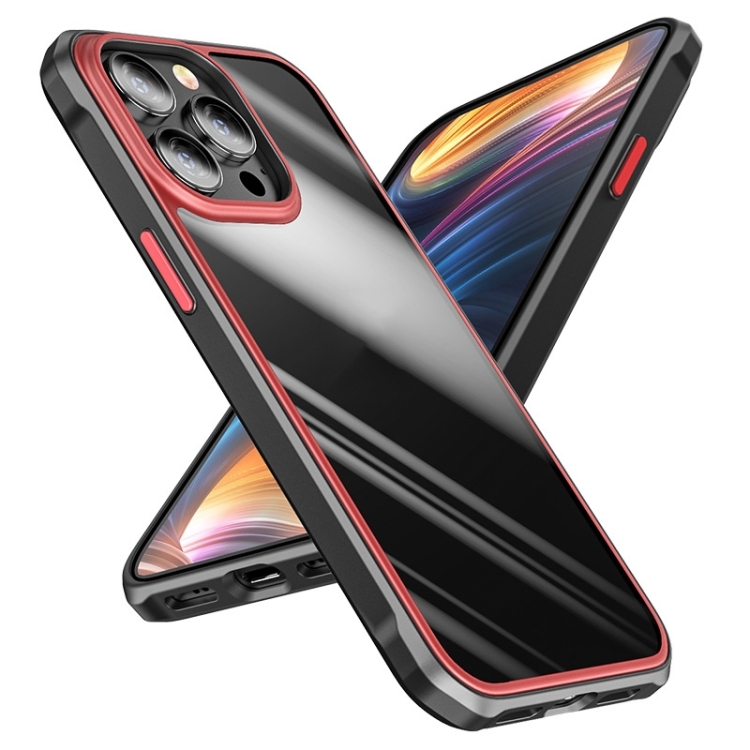 For iPhone 14 TPU + Clear PC Four-corner All-inclusive Phone Case (Red) For iPhone 14 TPU + Clear PC Four-corner All-inclusive Phone Case (Red)