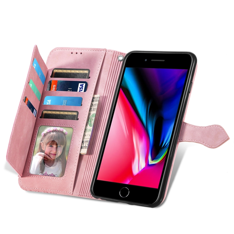 For iPhone SE 2022 / SE 2020 / 8 / 7 Embossed Flower Shockproof Leather Phone Case(Pink) For iPhone SE 2022 / SE 2020 / 8 / 7 Embossed Flower Shockproof Leather Phone Case(Pink)