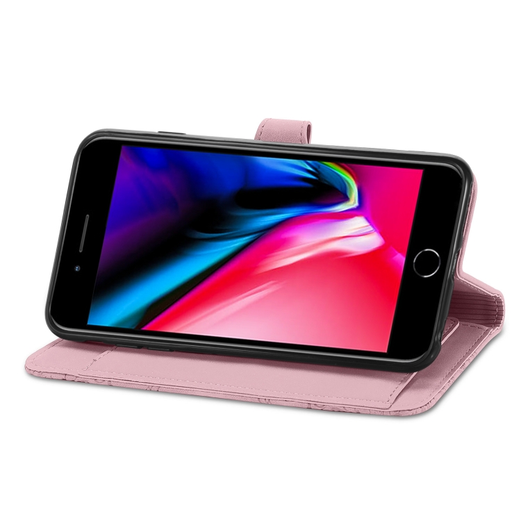 For iPhone SE 2022 / SE 2020 / 8 / 7 Embossed Flower Shockproof Leather Phone Case(Pink) For iPhone SE 2022 / SE 2020 / 8 / 7 Embossed Flower Shockproof Leather Phone Case(Pink)