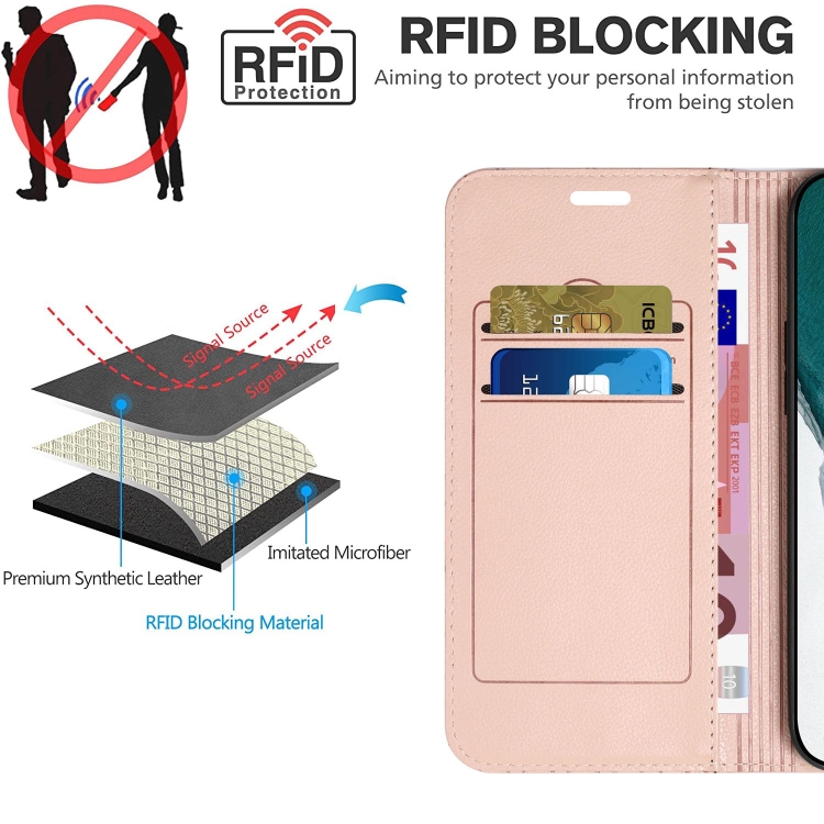 For iPhone 14 S11 RFID Diamond Lattice Flip Leather Phone Case (Light Pink)