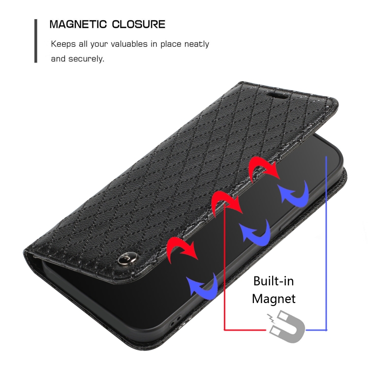For iPhone 14 Plus S11 RFID Diamond Lattice Flip Leather Phone Case (Black) For iPhone 14 Plus S11 RFID Diamond Lattice Flip Leather Phone Case (Black)