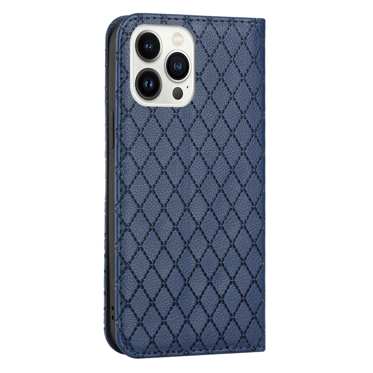 For iPhone 14 Pro S11 RFID Diamond Lattice Flip Leather Phone Case(Blue) For iPhone 14 Pro S11 RFID Diamond Lattice Flip Leather Phone Case(Blue)