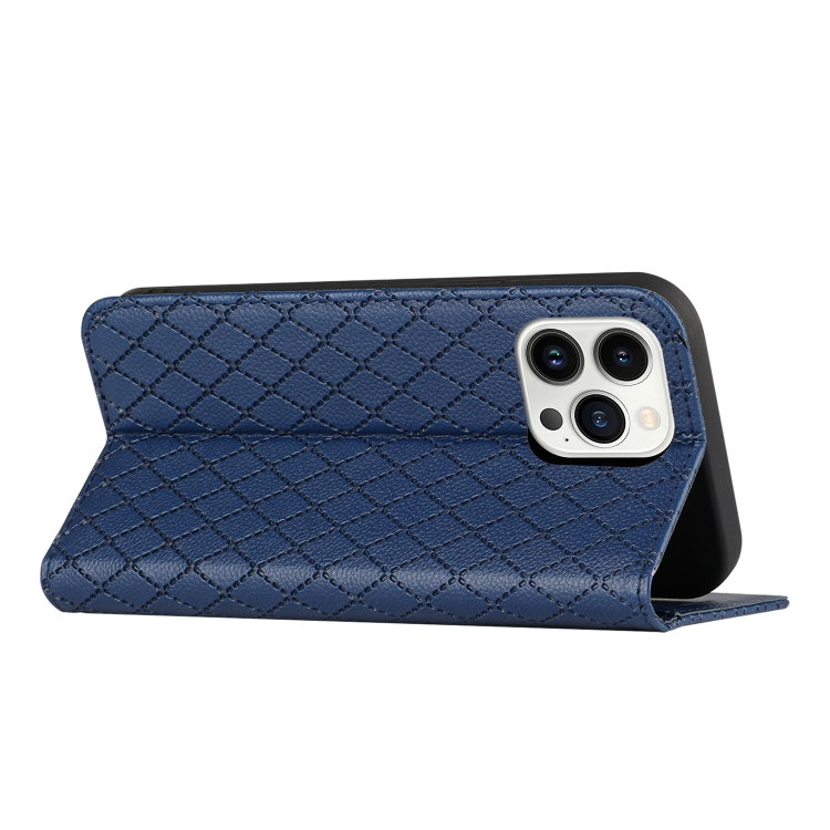 For iPhone 14 Pro S11 RFID Diamond Lattice Flip Leather Phone Case(Blue) For iPhone 14 Pro S11 RFID Diamond Lattice Flip Leather Phone Case(Blue)